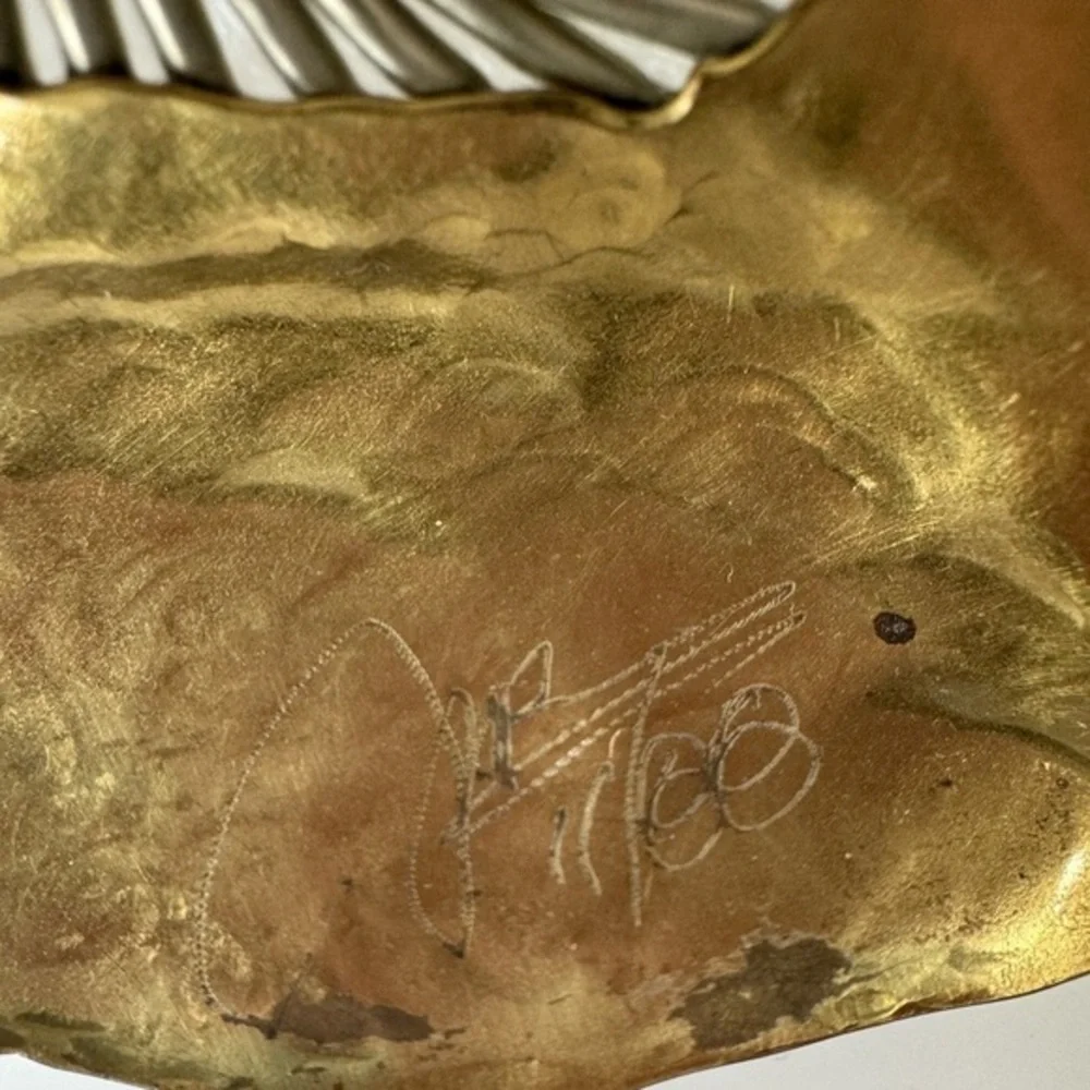 ⚡️Exceptional Vintage Handmade brass and silver flower cuff belt - Signed